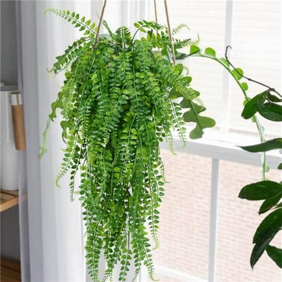 Artificial Hanging Plants Fake Plants Ferns Faux Hanging Plants  (2 Pcs) - Picture 2 of 7